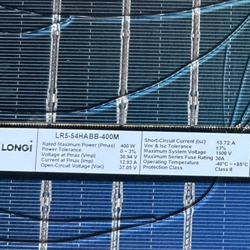 DAMAGED New LONGi BiFacial 400W 108 HC M10 Cells Black Frame 30mm Solar Panel