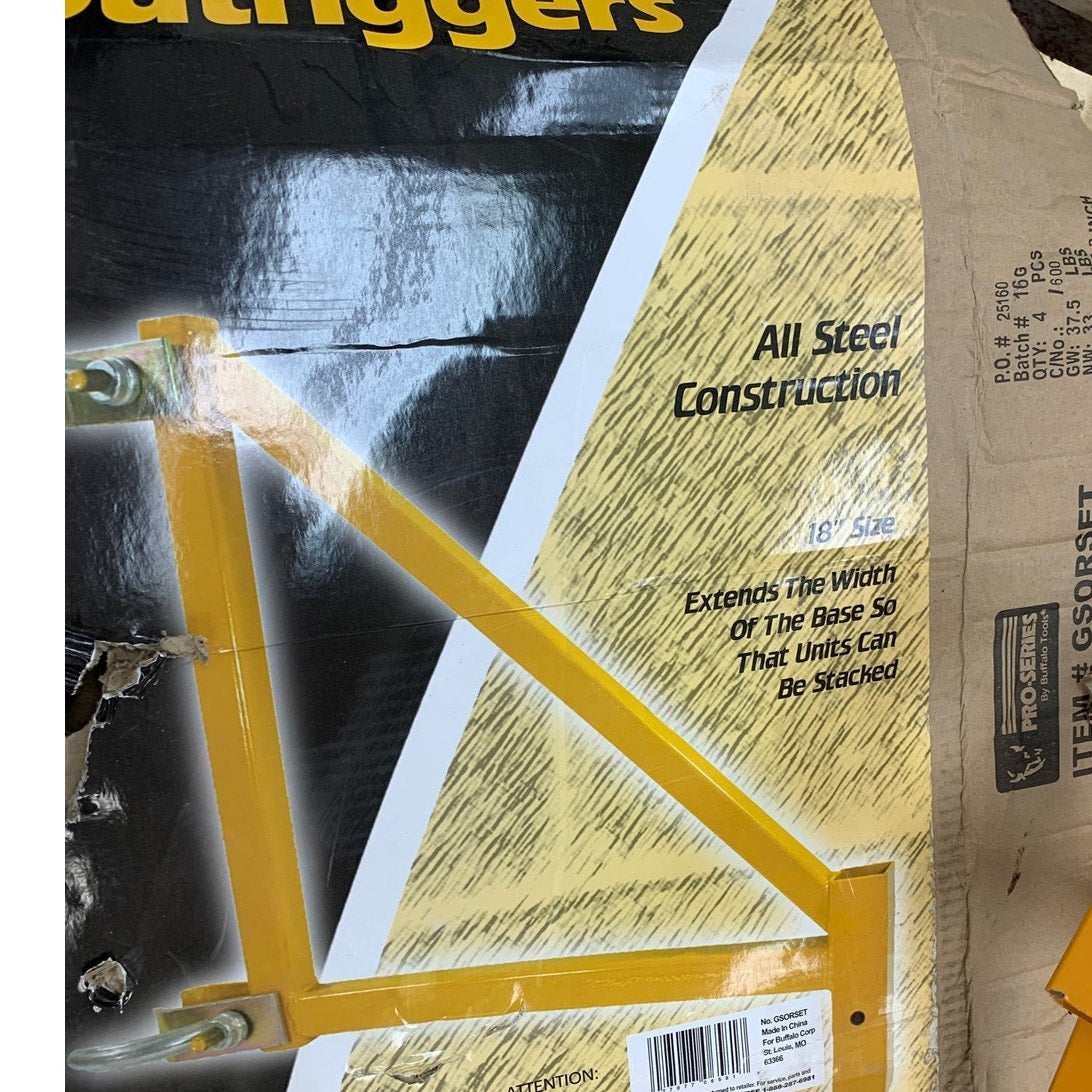 Buffalo Tools Pro Series 18" Steel Scaffolding Outriggers for GSSI 6 ft — Set of 4, New