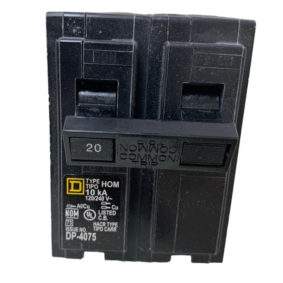 Square D HOM220 20A 2-Pole 120/240V HomeLine Breaker — Used, Tested