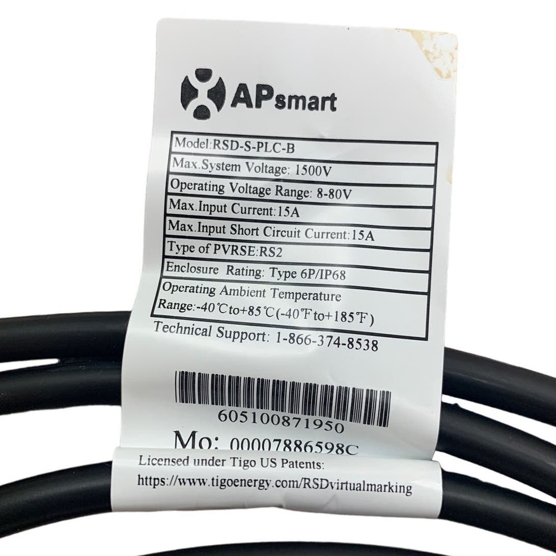New AP Smart Model RSD-S-PLC-B SunSpec Certified Rapid Shutdown Device Cord
