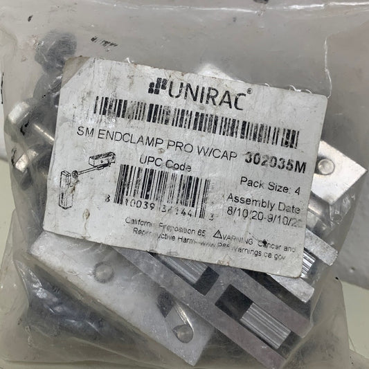 4 New Unirac 302035M SM Endclamp Pro W Cap Solar Panel End Clamps New In Package