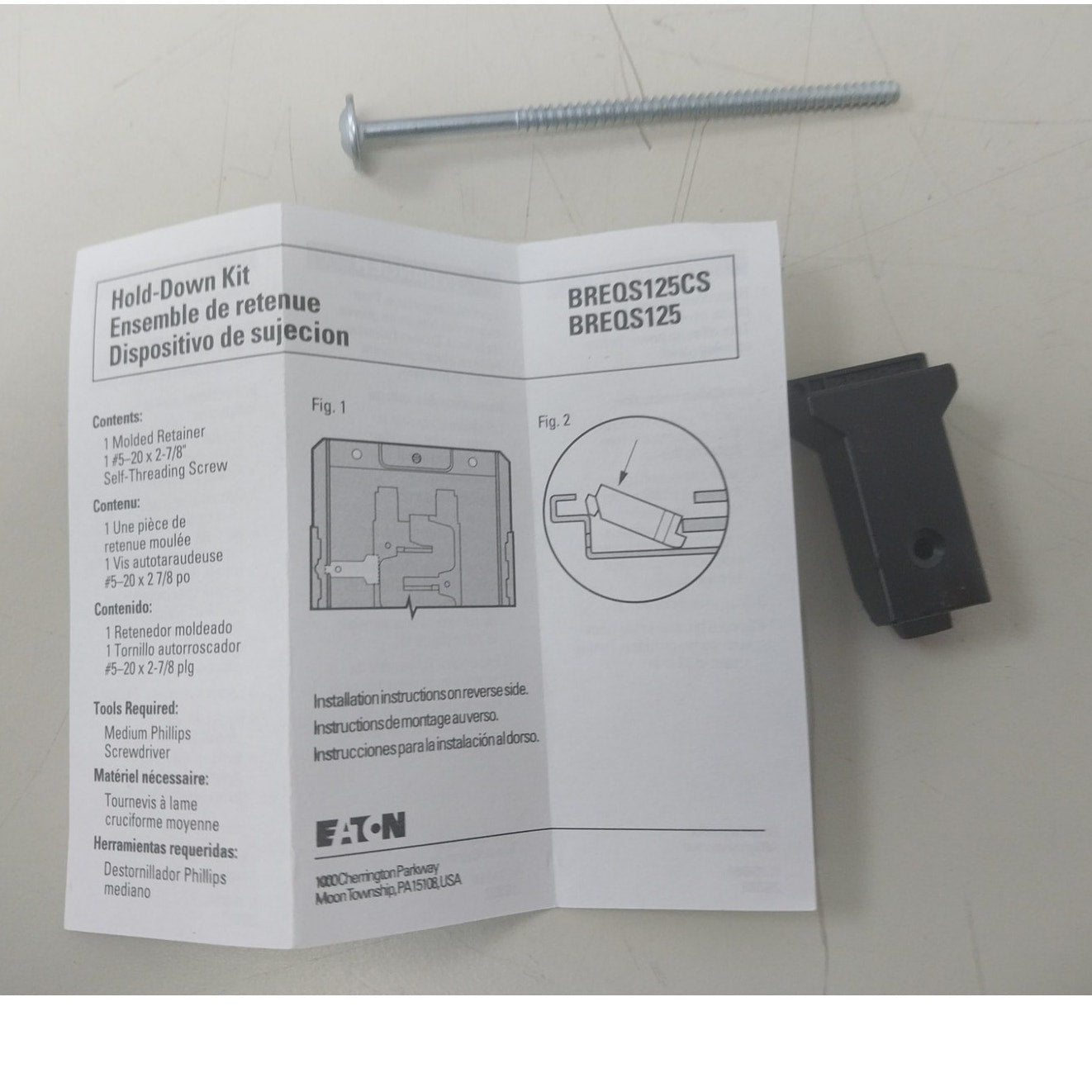 New Eaton Type BR Hold Down Kit BREQS125CS for Two or Three Pole Main Breaker