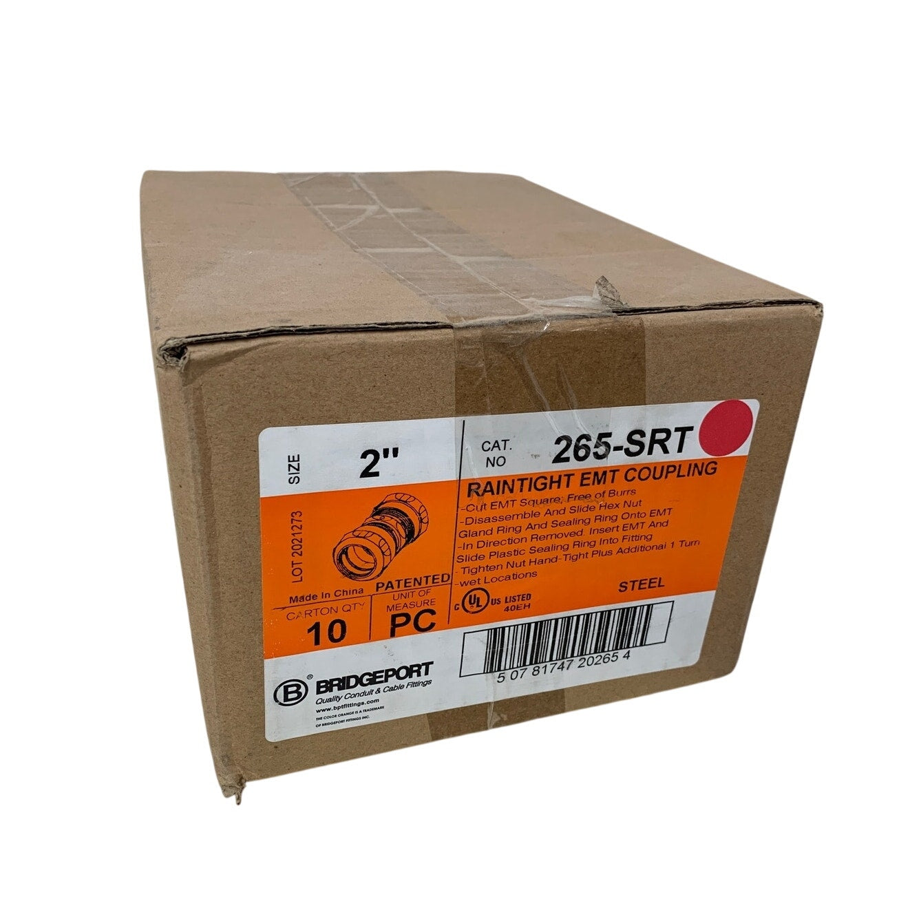 10 New Bridgeport 2" 265-SRT Raintight EMT Couplings In Original Box