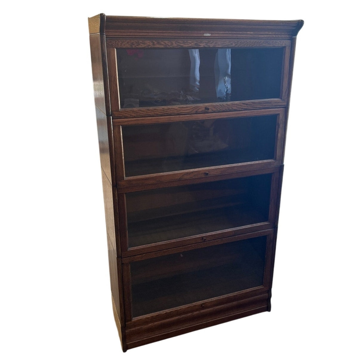 Vintage Solid Wood Barrister / Lawyer Bookcase with Glass Doors