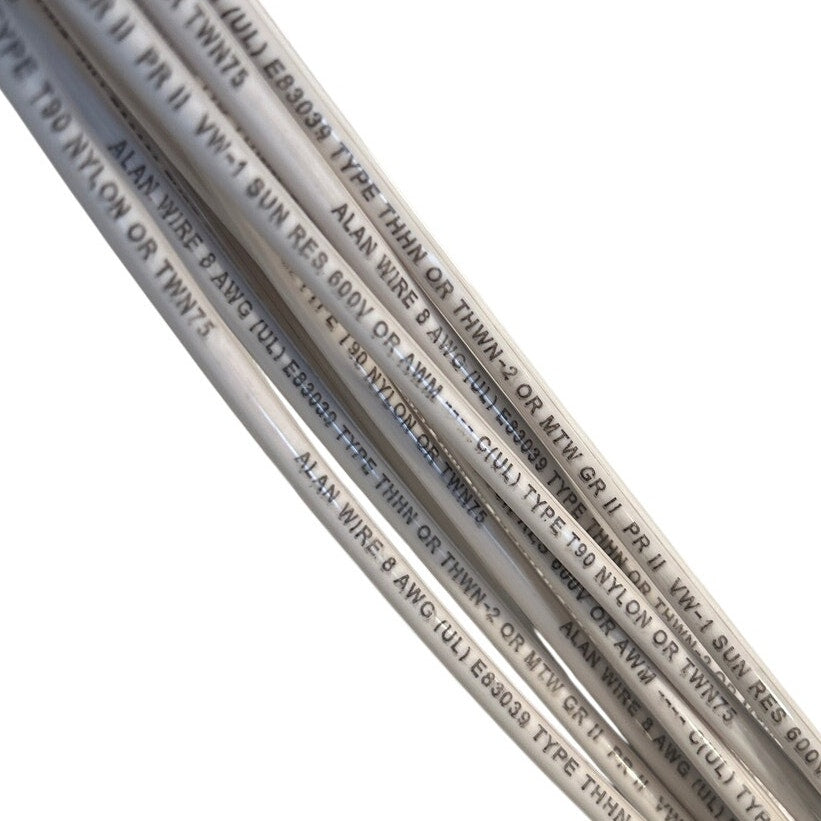 New White 8 AWG THHN THWN Stranded Copper Various Brands Wire - Open Box