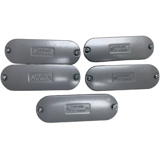 5 New Metal E121488 1" Conduit Covers w Pair of Screws Open Box