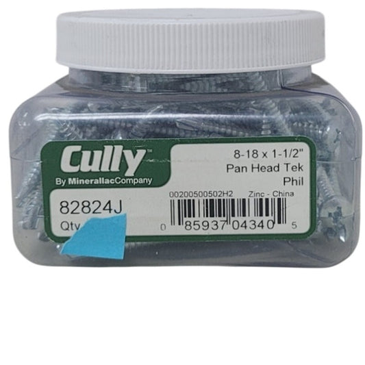 New Cully by Minerallac Company Pan Head Tek Phil 84824J 8-18 X 1.5" Zinc Screws
