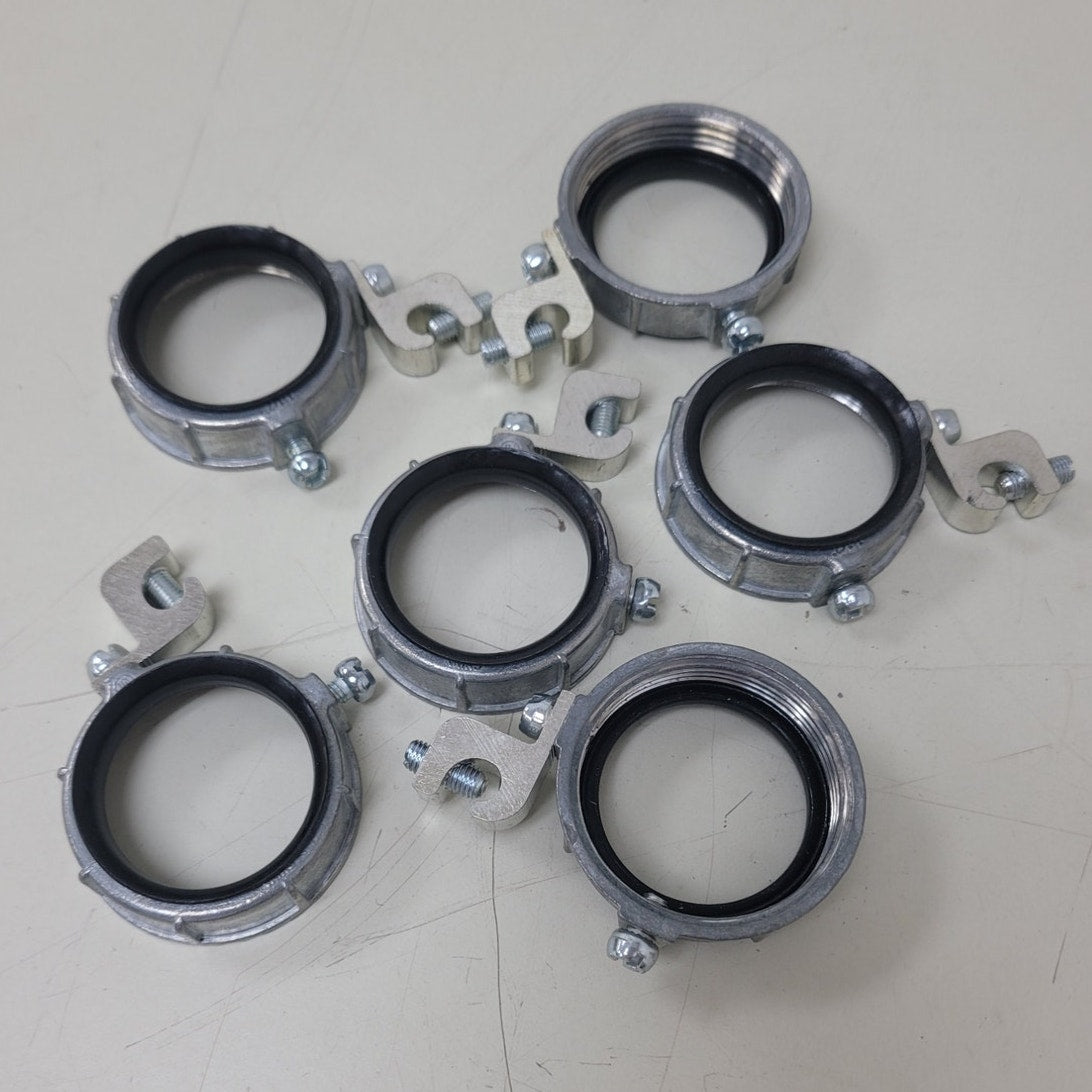 6 New Grounded Insulated 1.5" Zinc Metallic Grounding Bushings