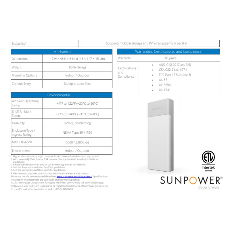 New Sunpower SunVault Hub+ PVD Solar Panel Module System Controller Base