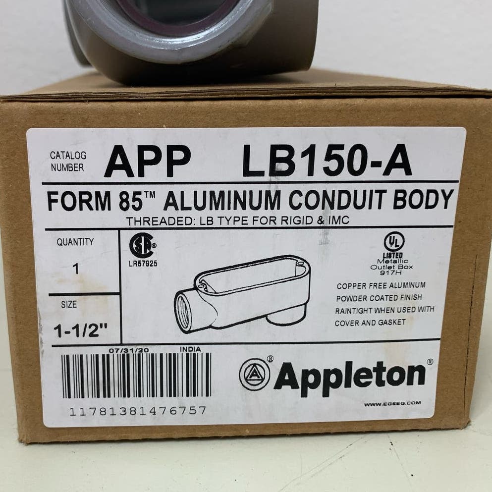 New Appleton Form 85 Aluminum Conduit Body Type LB150-A 1.5" Threaded For Rigid