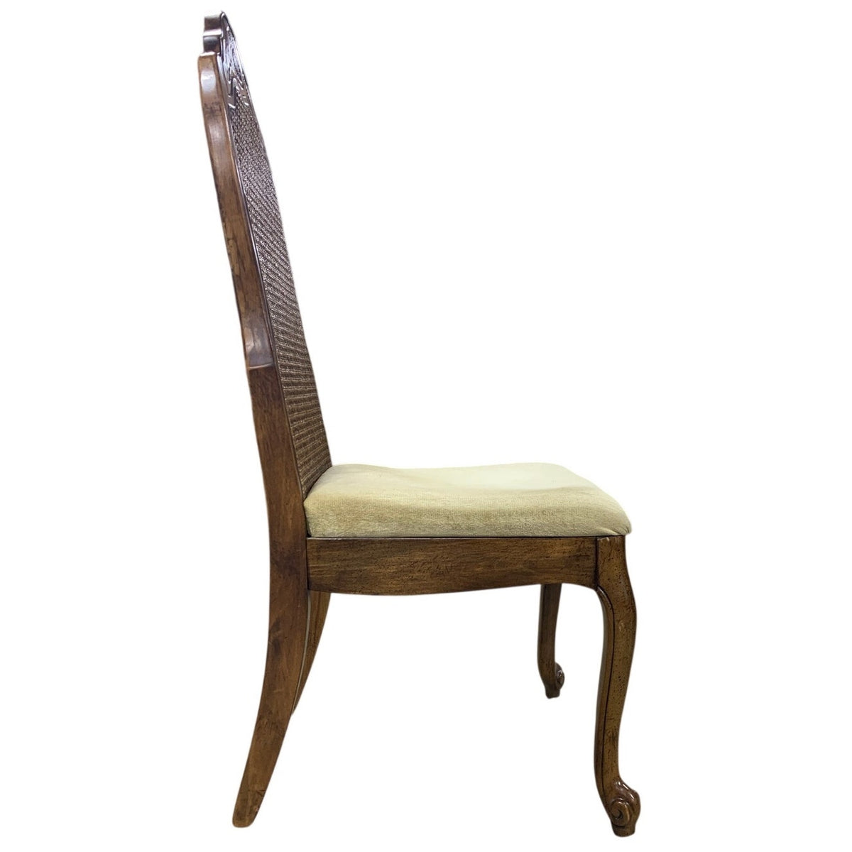 Vintage French Provincial Style Carved Cane-Back Accent Chair
