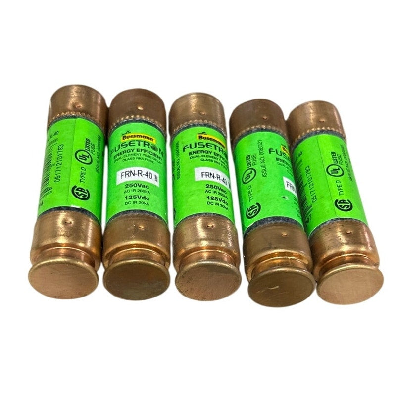 Bussmann FRN-R-40 40A 250V Class RK5 Time-Delay Fuse — 5-Pack, New