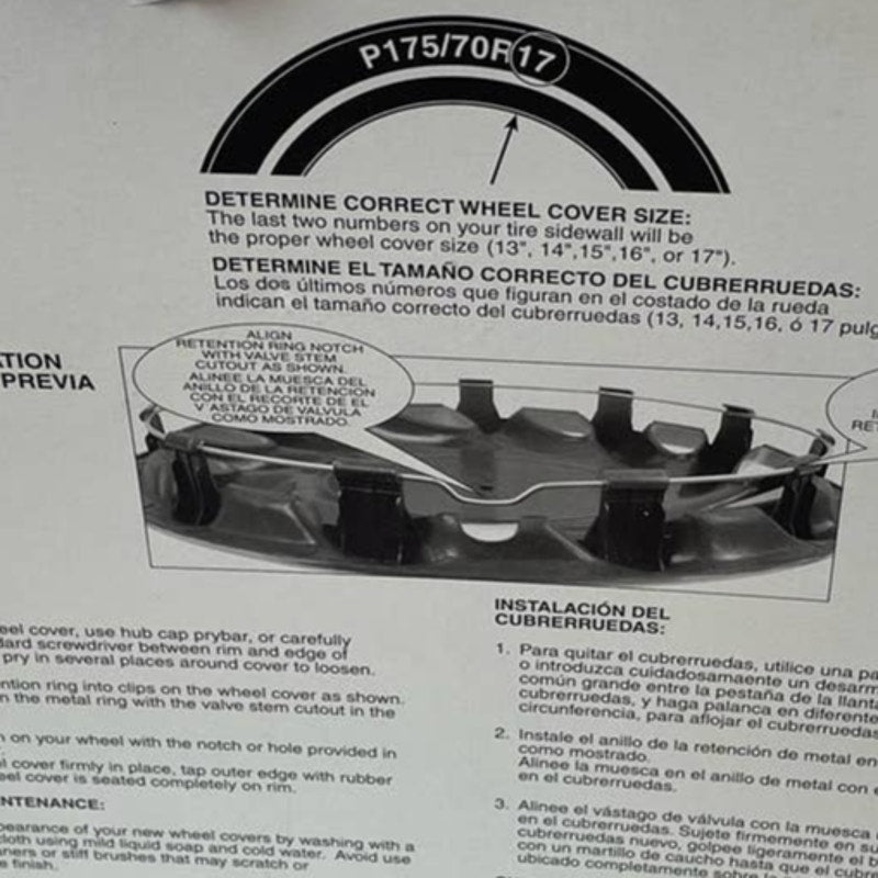 New NIB Four Trophy 17" Clear Coat Finish Silver Snap On Wheel Covers 96903